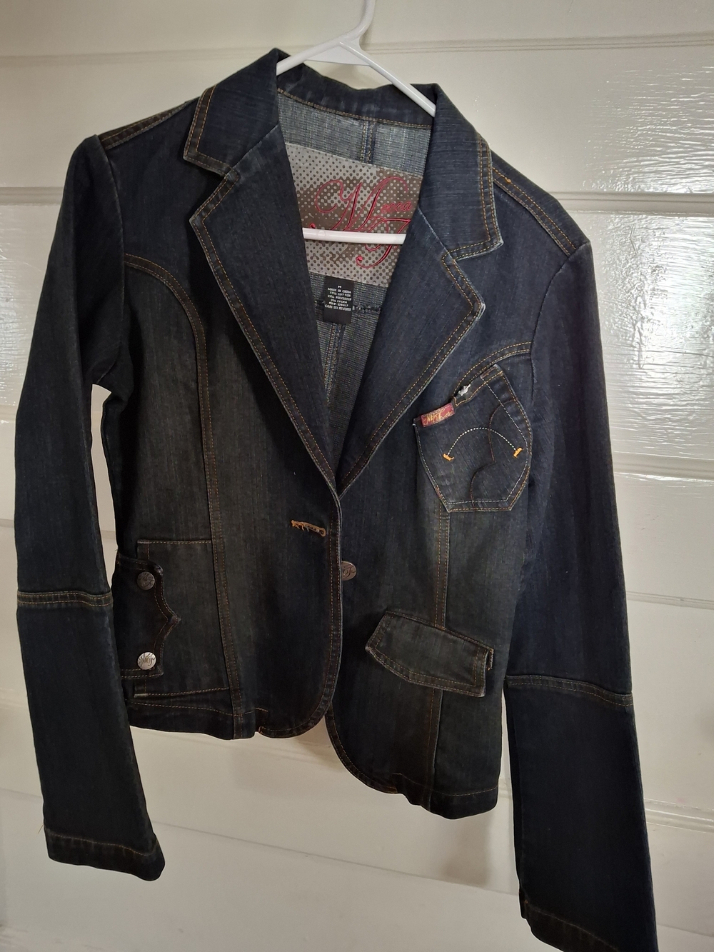 mecca Dark Blue Denim Blazer Jacket